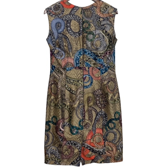 Fashion Crimes Dress Womens Large Snake Print Sheath Y2K Gold Satin Pam Chorley - Picture 2 of 15